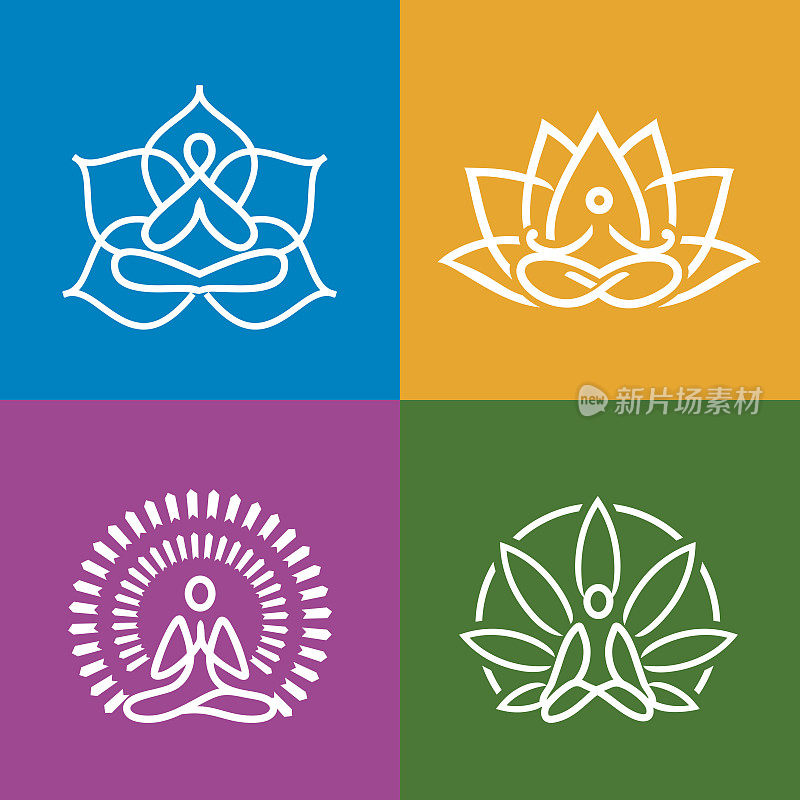 Abstract yoga icons set
